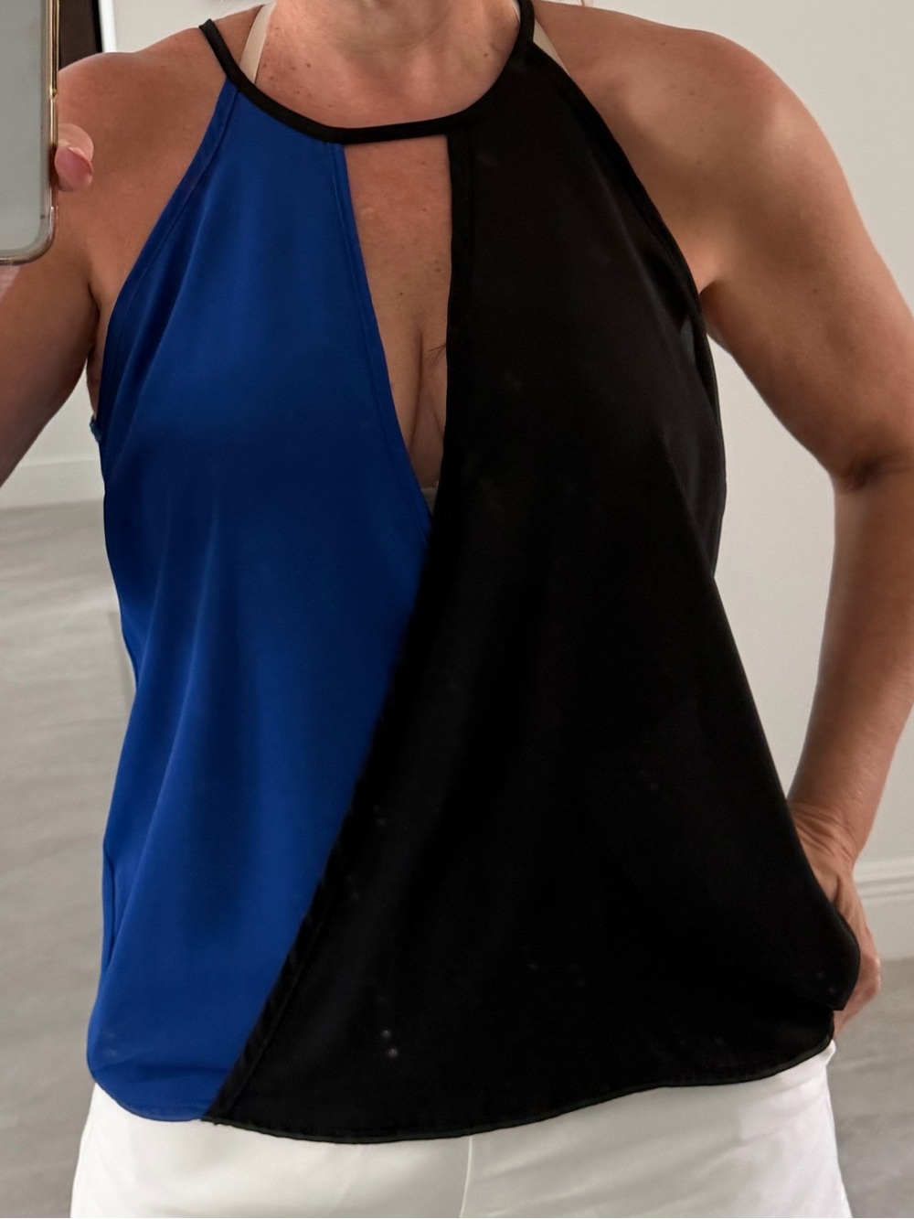 a'gaci Blue & Black Halter Colorblock Camisole